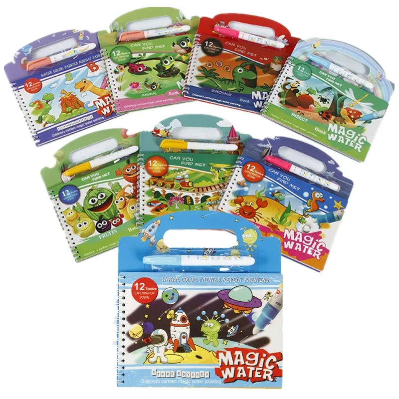 Magic Water Drawing Book - Reusable Montessori Toddler Toy, Mess-Free Painting for Early Education