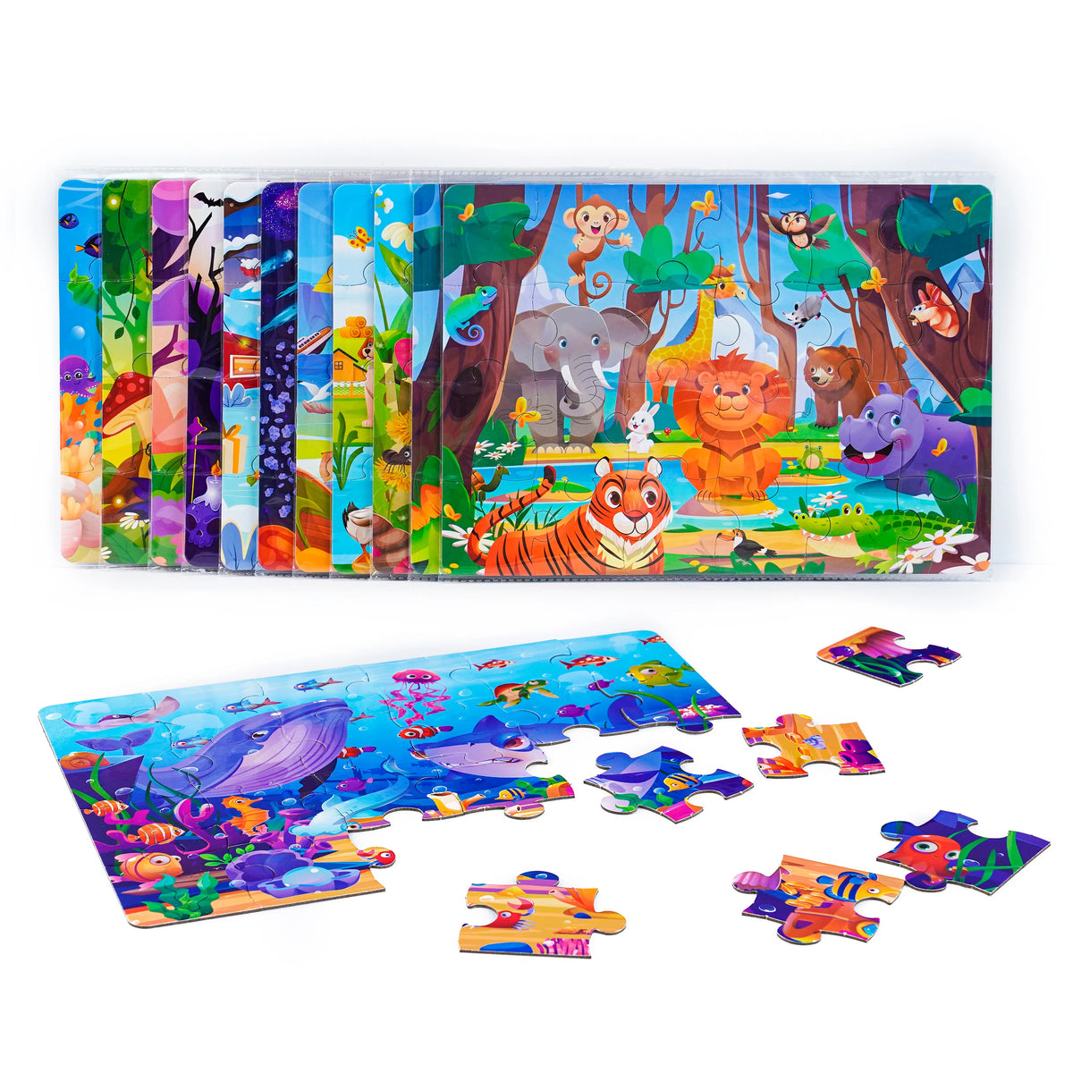 Kids Cartoon Animal Jigsaw Puzzles Montessori Educational Toys Parent-Child Theme Game Paper Educational Gift for Children