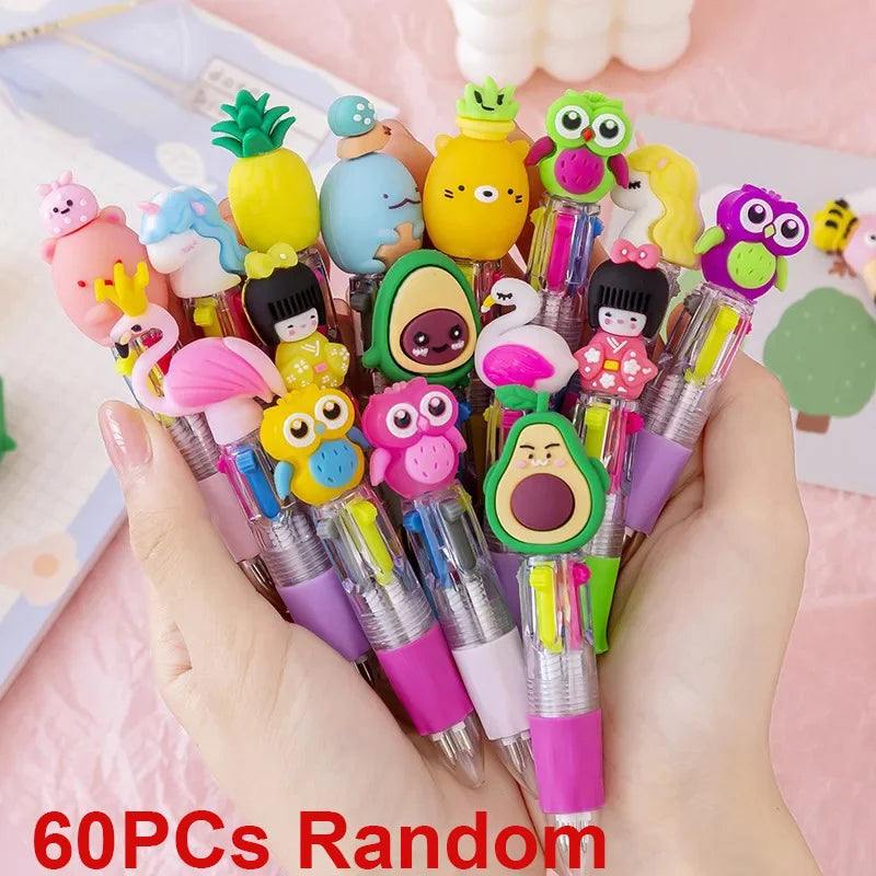 20PCs/lot Cute Cartoon 4 Color Mini Ballpoint Pen Kawaii Unicorn Flamingo Retractable Stationery Gift School Office Supplies