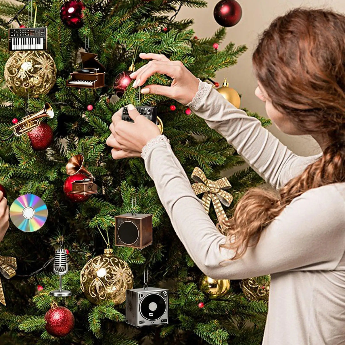 Christmas Music Lover Advent Calendar 24 Days 2D Acrylic Musical Notes Pendants Ornaments for Home Christmas Tree Decorations