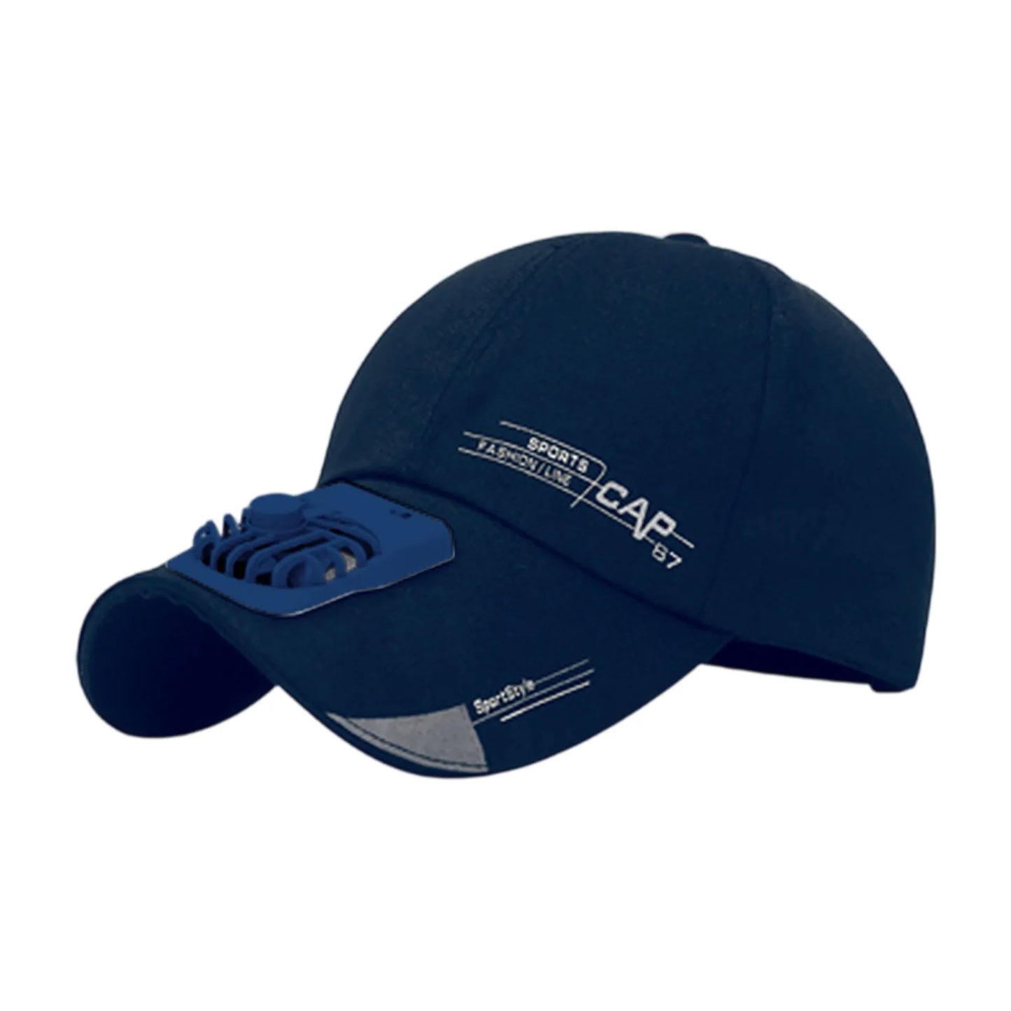 Unisex Summer USB Charging Cooling Fan Baseball Outdoor Golf Sunscreen Letters Print 2 Speed Adjustable Peaked Hat