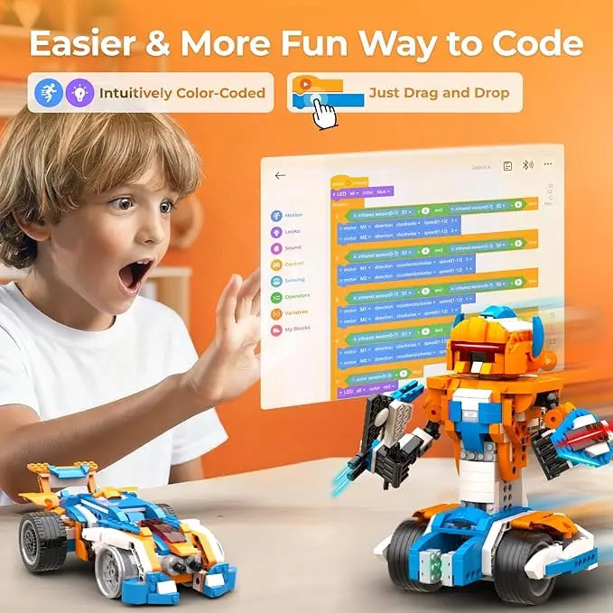 Apitor 12-in-1 STEM Robot Building Kit 600 Pcs App/RC Programmable Coding Toy Robotics Educational Set Birthday Gift Kids 8-12