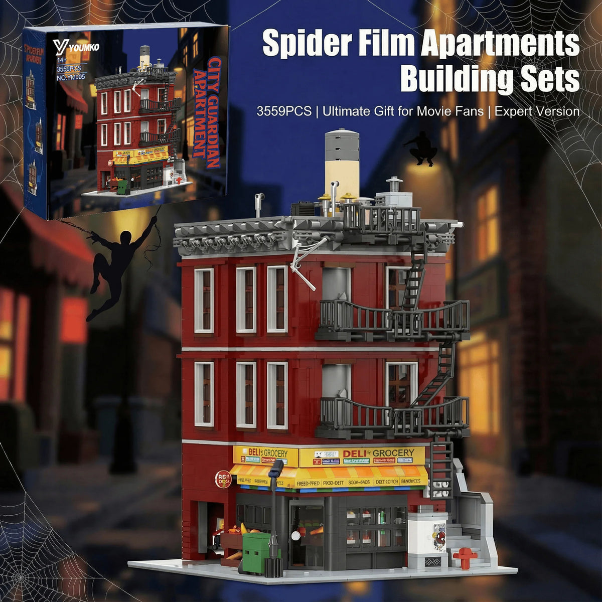 Spider Deli Apartment Building Blocks With 11 Figures Films Classic City Modular Assembly Model Kit Creative Toys Gifts 3559PCS