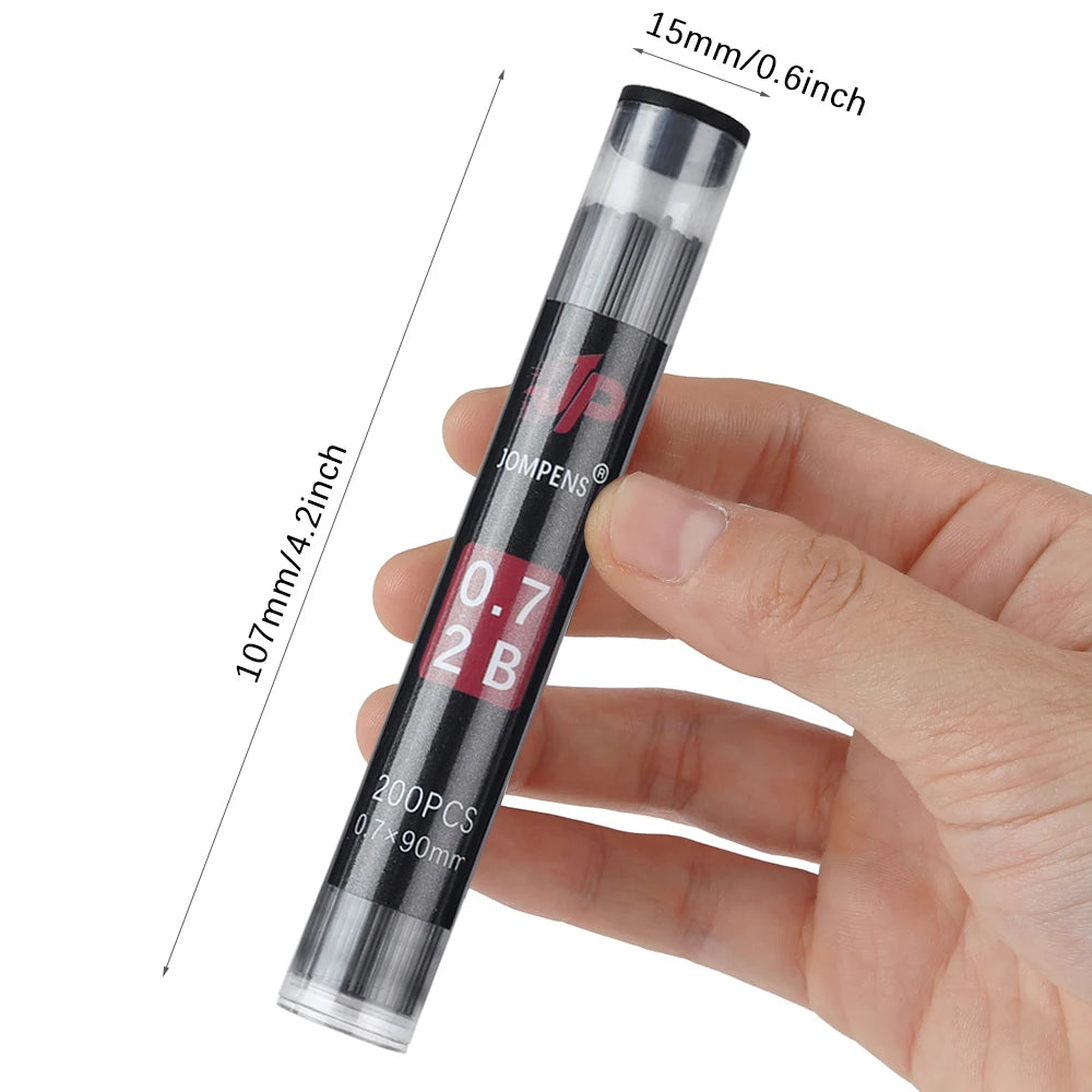 1box Large Capacity Round Tube Packaging Mechanical Pencil Lead 2B 0.5 0.7 0.9 1.3 2.0mm Lead Drawing Writing Stationery