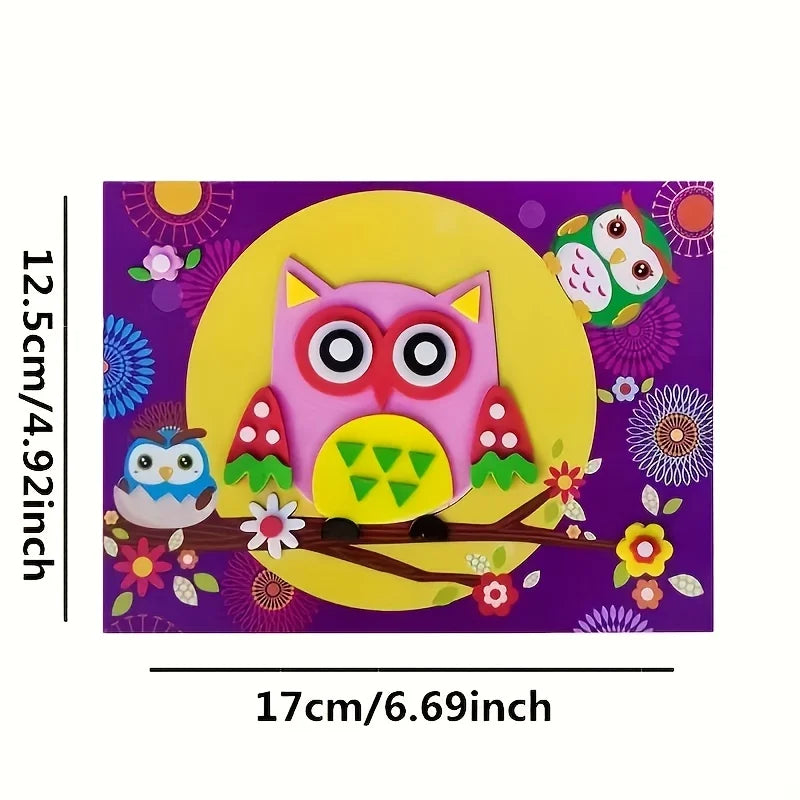 3D Children's Stereo Stickers, Fun Handmade Stickers, DIY Creative Drawing, Crafts and Arts for Beginners, Early Learning Classroom Supplies, Suitable for Teaching Students, Cartoon Animal Drawing Stickers, Art Class Drawing Stickers, Puzzle Art Crafts, B