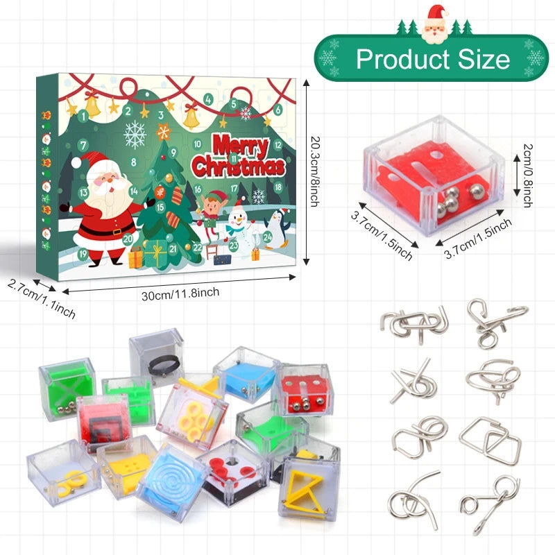 2025 Christmas Puzzle Advent Calendar Blind Box 24 Day Countdown Maze Game Creative Educational Toy Gift For Kids Holiday Decor