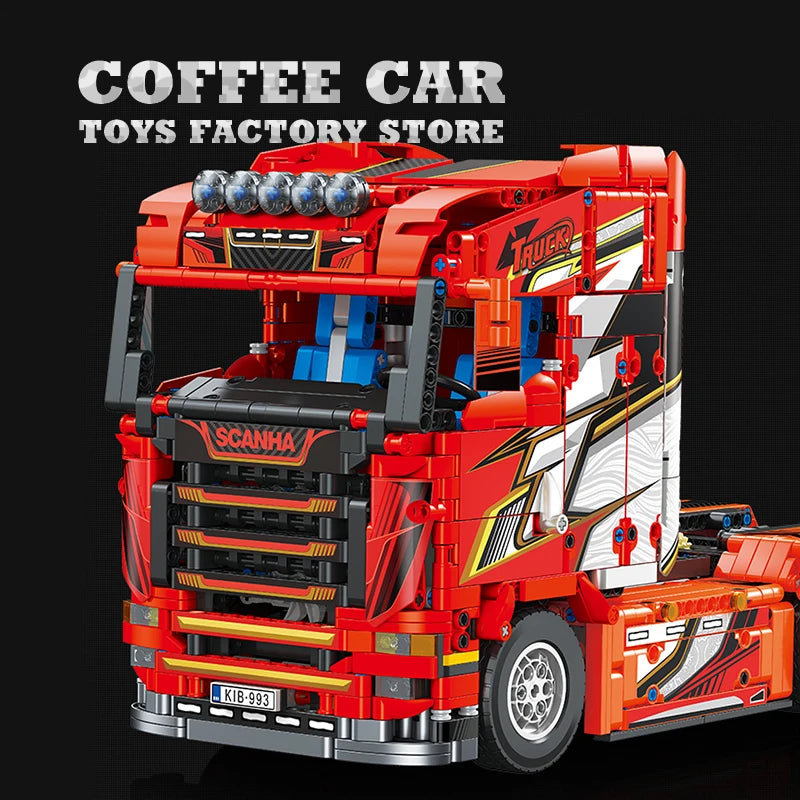 Heavy Duty Truck MOC Bricks Model STEM Trailer Car Technical Blocks Set Transport Vehicle Building Toys Adult Kid Birthday Gifts