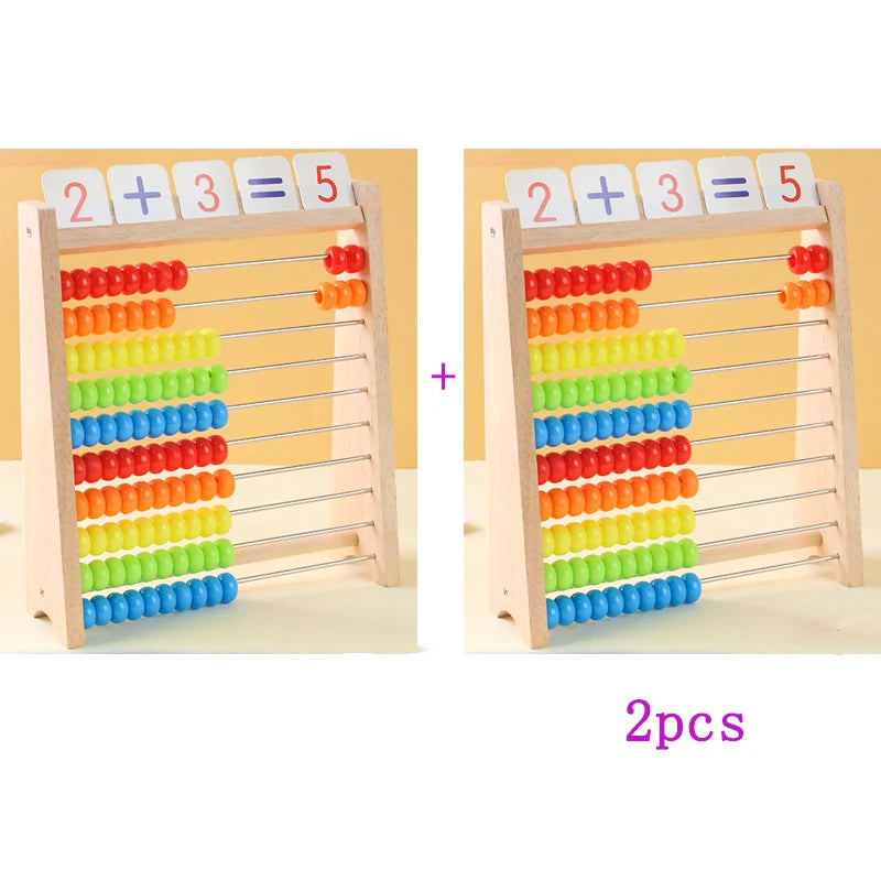 Wooden Counting Toy Abacus Montessori Education Math Toy Children Rainbow Counting Beads Addition Subtraction Operation Learning