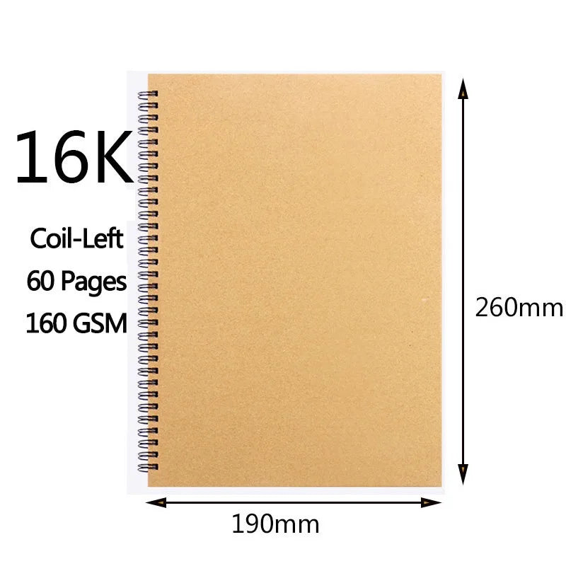 Art Sketchbook 160gsm 30 Sheets/60 Pages Drawing Watercolor Spiral Notebook For Sketching