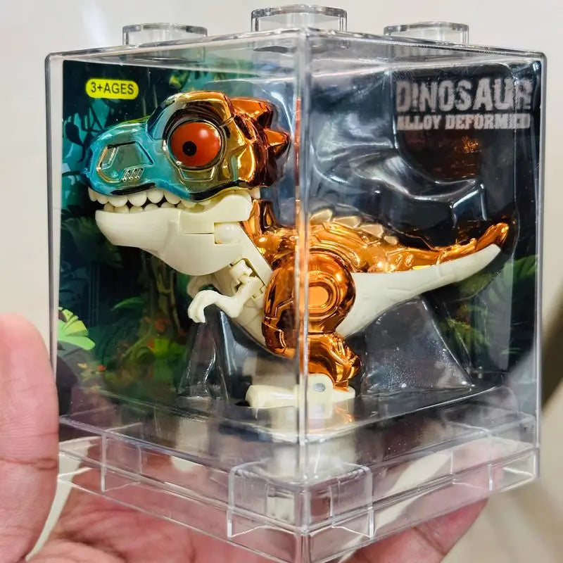 Bestseller Gradient Deformed Dinosaur Robot Transparent Building Block Storage Box Tyrannosaurus Velociraptor Full Set Model Toy