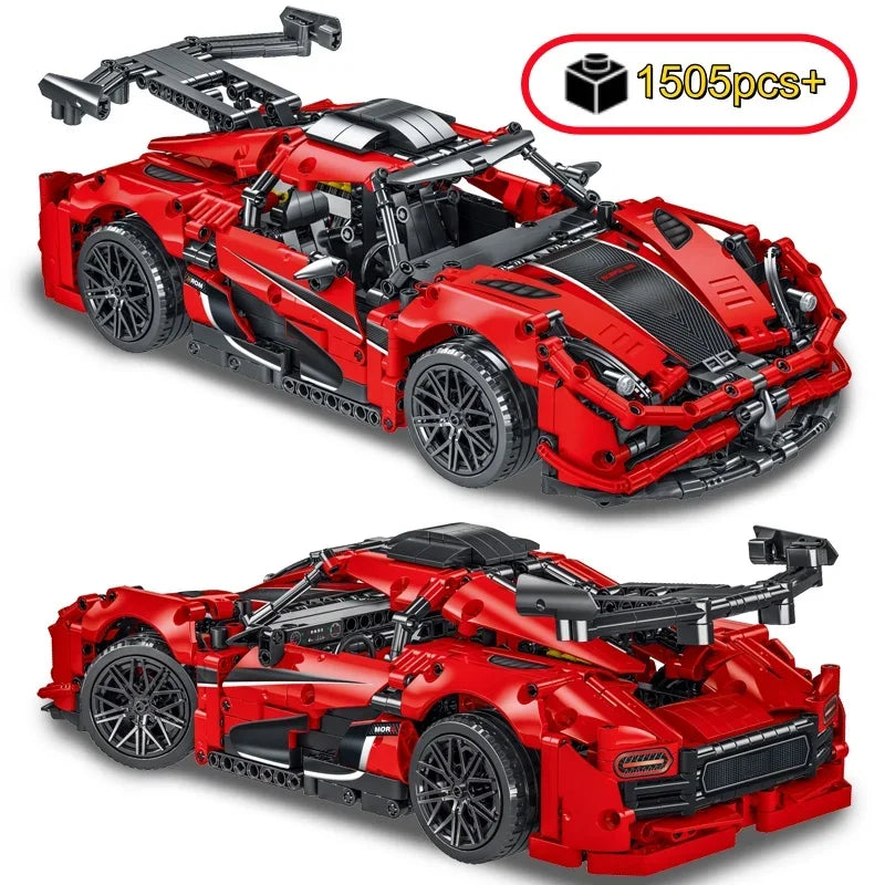 NEW Technical MOC Red Race Car Building Toy Set Creative Assembly Bricks Educational STEM Puzzle Kids Birthday Christmas Gifts