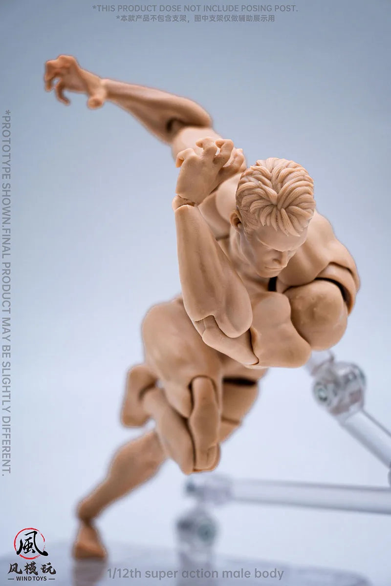 Wind Toys 1/12 Scale Male Super Flexible Joint Body 16cm Male Soldier White Yellow Black Articulated Action Figure Doll Model