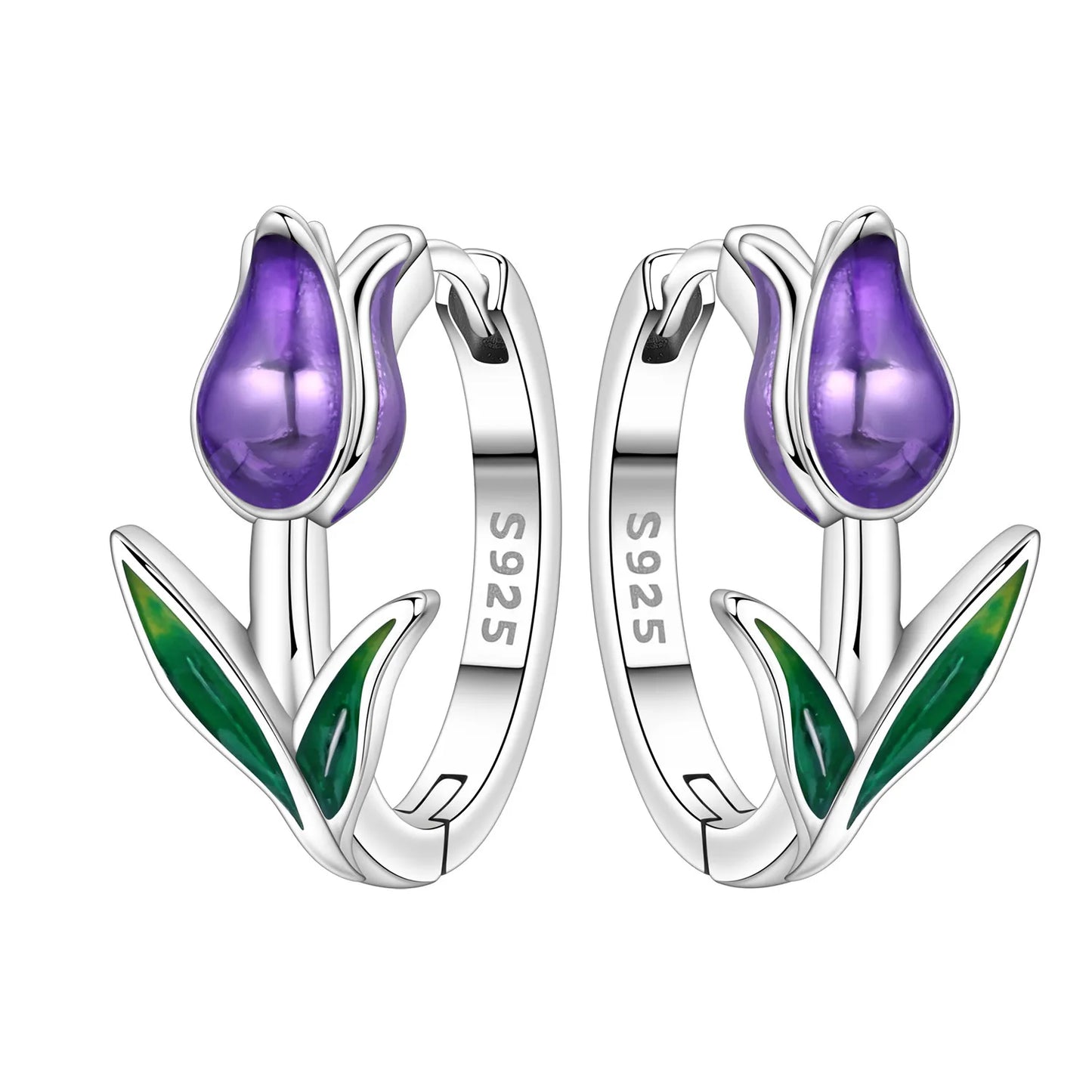 CYCUFF S925 Sterling Silver Purple Flower Series Earrings Hoop Earrings Women Jewelry Original Trendy Anniversary Gifts