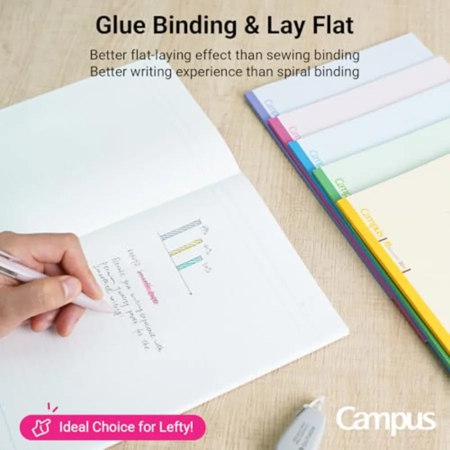 Composition Notebooks, 5 Pack Campus Semi-B5 Comp Book with B 6mm Ruled, 30 Sheets, Classic School Lined Notebook, Journal Note