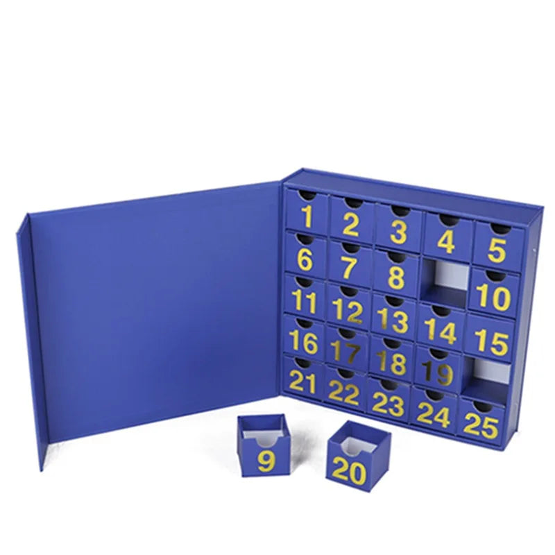 Custom 24 Drawers Xmas Empty Cardboard Paper Gift Beauty Cosmetic Packaging Countdown Christmas Advent Calendar Box