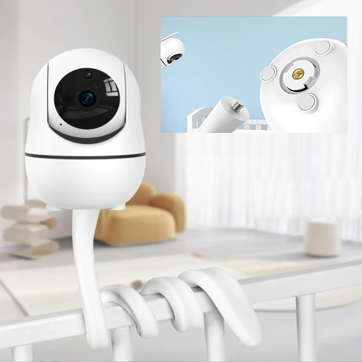 Babystar Baby Monitor Multifunctional White Silicone Bracket, Compatible with SM70PTZ/SM650/SM50/SM55/SM70-2, SM43A,SM651,MC632A