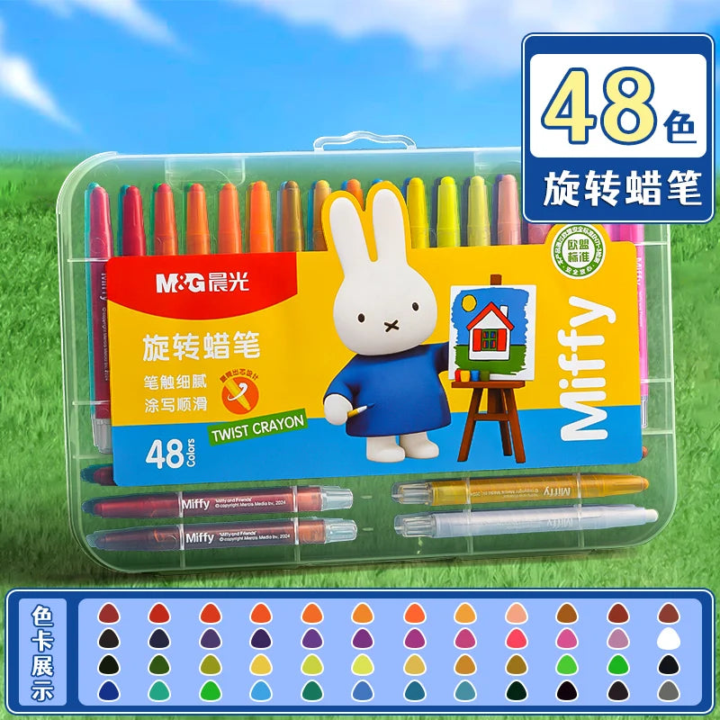 M&G Swivel Crayons for Kids No Mess Hands Paint Brushes 24/36/48 Colors Watercolor Pencils Set Art Supplies