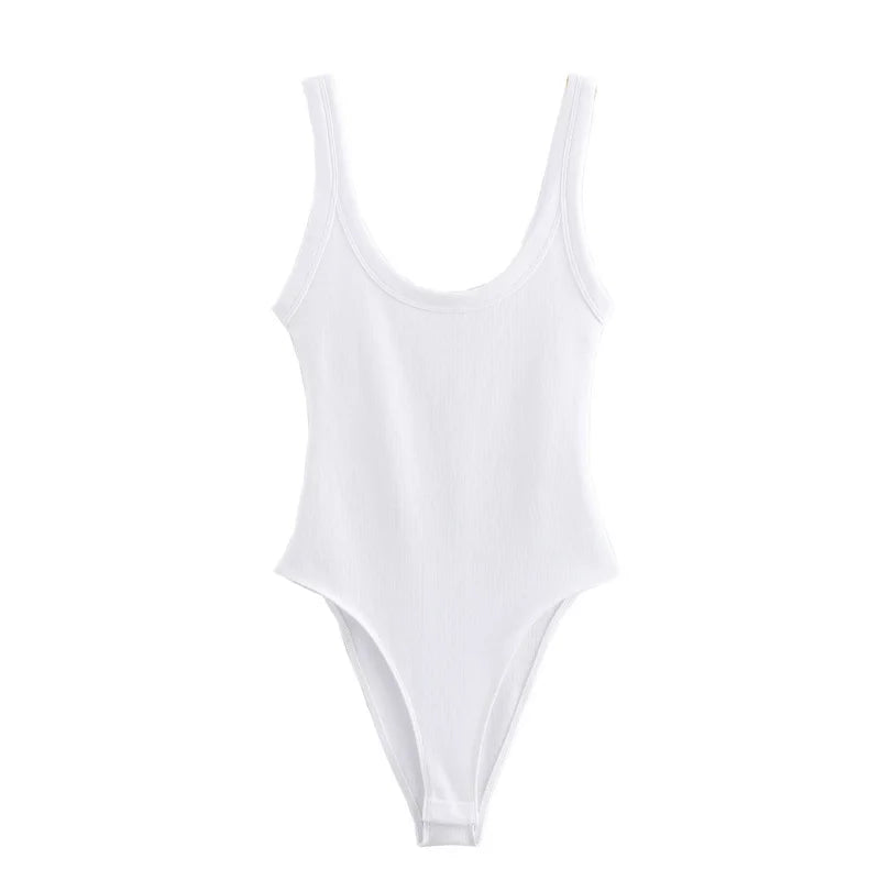 Women’s Summer Essential Simple Style Multi Color Knitted Bodysuit Daily Wear Sexy Fashion Trendy Outfit