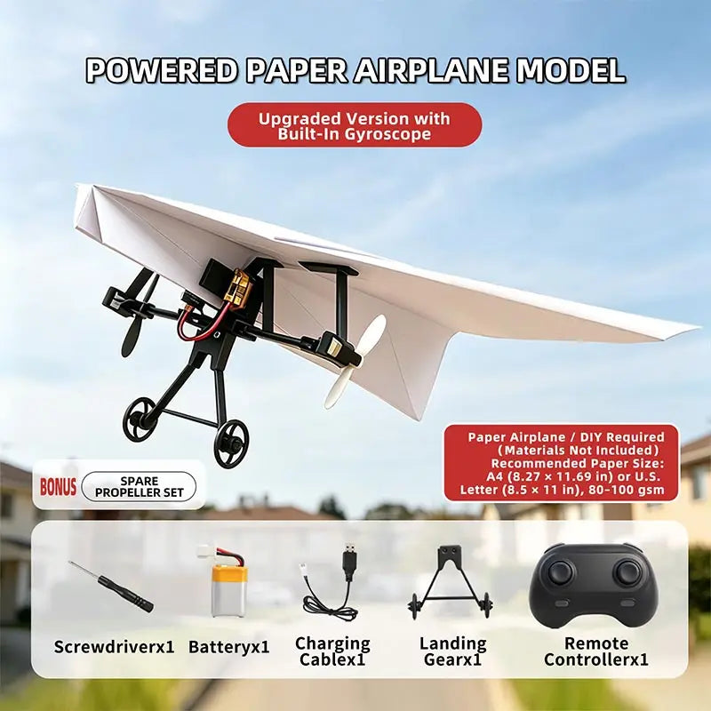 Rc Paper Airplane Kit With Gyro Stabilizer Diy Electric Remote Control Plane Foldable Flying Stem Toys Micro Fixed Wing Drone