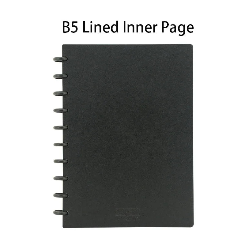 A4/B5/A5/B6 Business Loose-leaf Notebook Plastic Ring Binding Student Notebook Mushroom Hole Discs Notebook Journal Lined