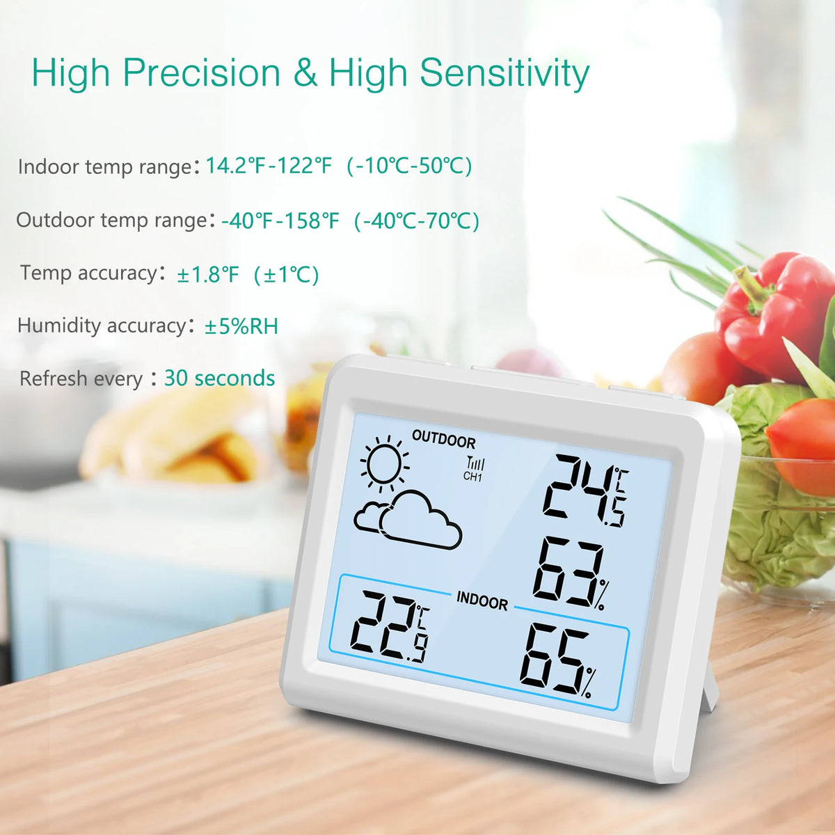ORIA Wireless Weather Station Indoor Outdoor Temperature Monitor Digtal Humidity Sensor for Home, Baby Room, Greenhouse