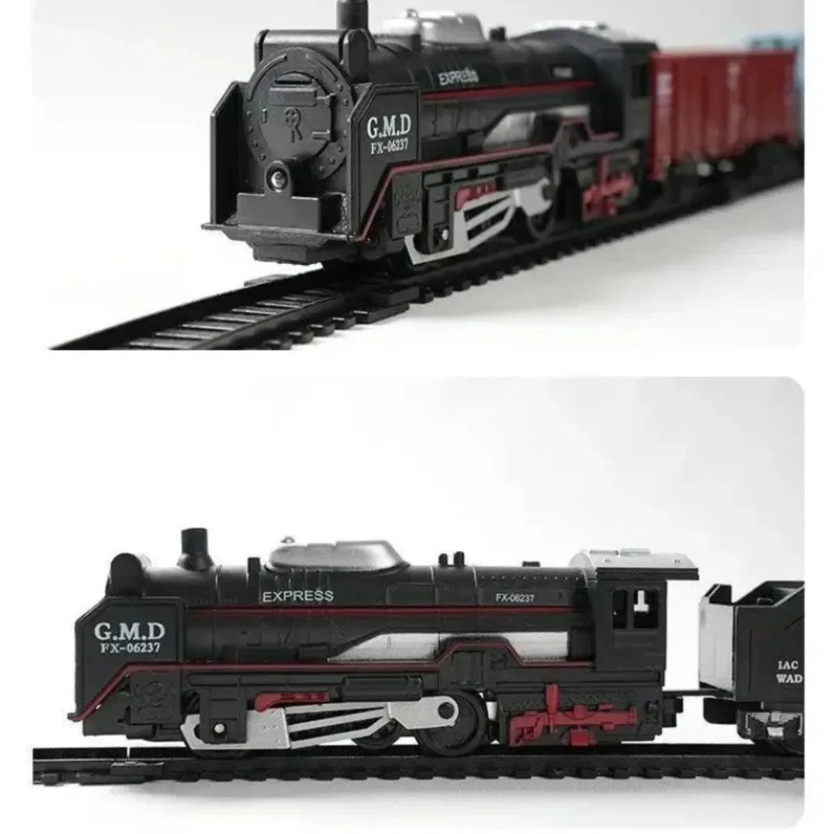 Electric Freight Train Set with Light-Up Tracks, STEM Railway Toy for Kids, Interactive Christmas Train Gift for Boys & Girls