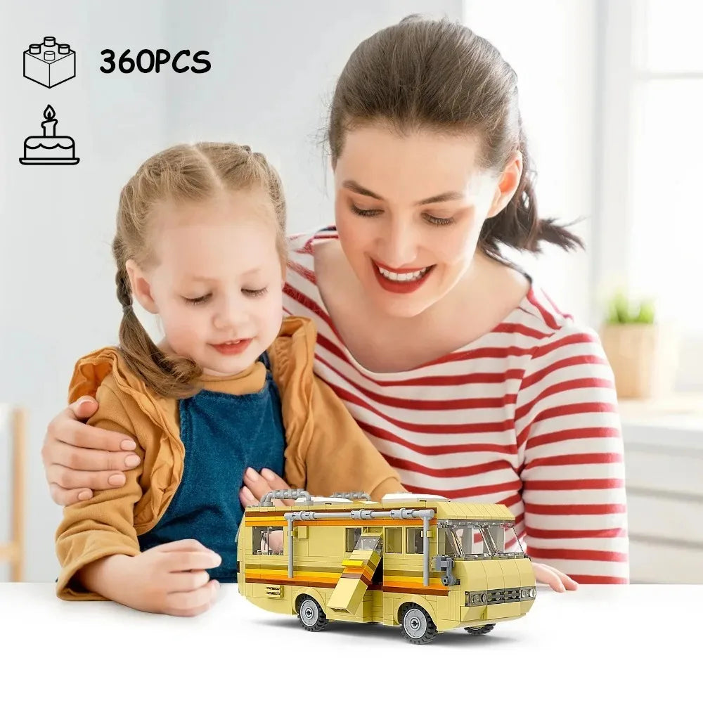 360pcs MOC Breaking Bad Cooking Lab RV Car Building Blocks Kit High-tech Bus Vehicle DIY Educational Model Van Toys Gifts