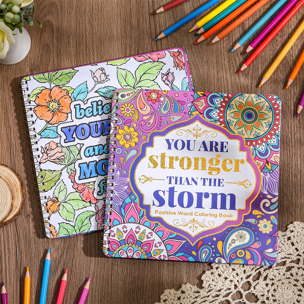 Inspirational Text Coloring Book 30 Different Patterents Inspirational Text With Flowers Sketchbooks For Relaxation Designs