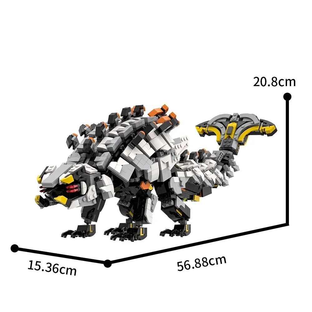 MOC Mechanical Horizons West Tooth Rollerback Building Blocks Set Zero Dawn Dinosaur Storm Monster Bricks DIY Toy Birthday Gifts