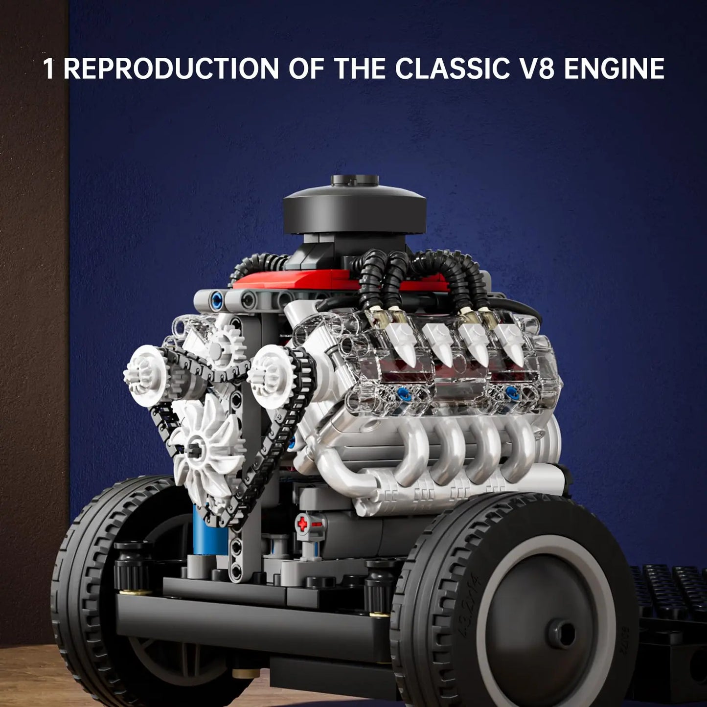 487Pcs Mould King 10171 V8 Engine Building Blocks Kits Car Motor Science Experiment Models for Teens STEM Toy Gift for Kids Boys