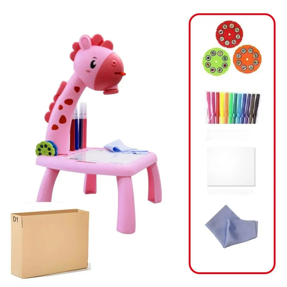 Painting Set Led Projector Drawing Table Giraffe Multifunctional Led Projector Art Drawing Table Toys Hand Writing Painting Desk