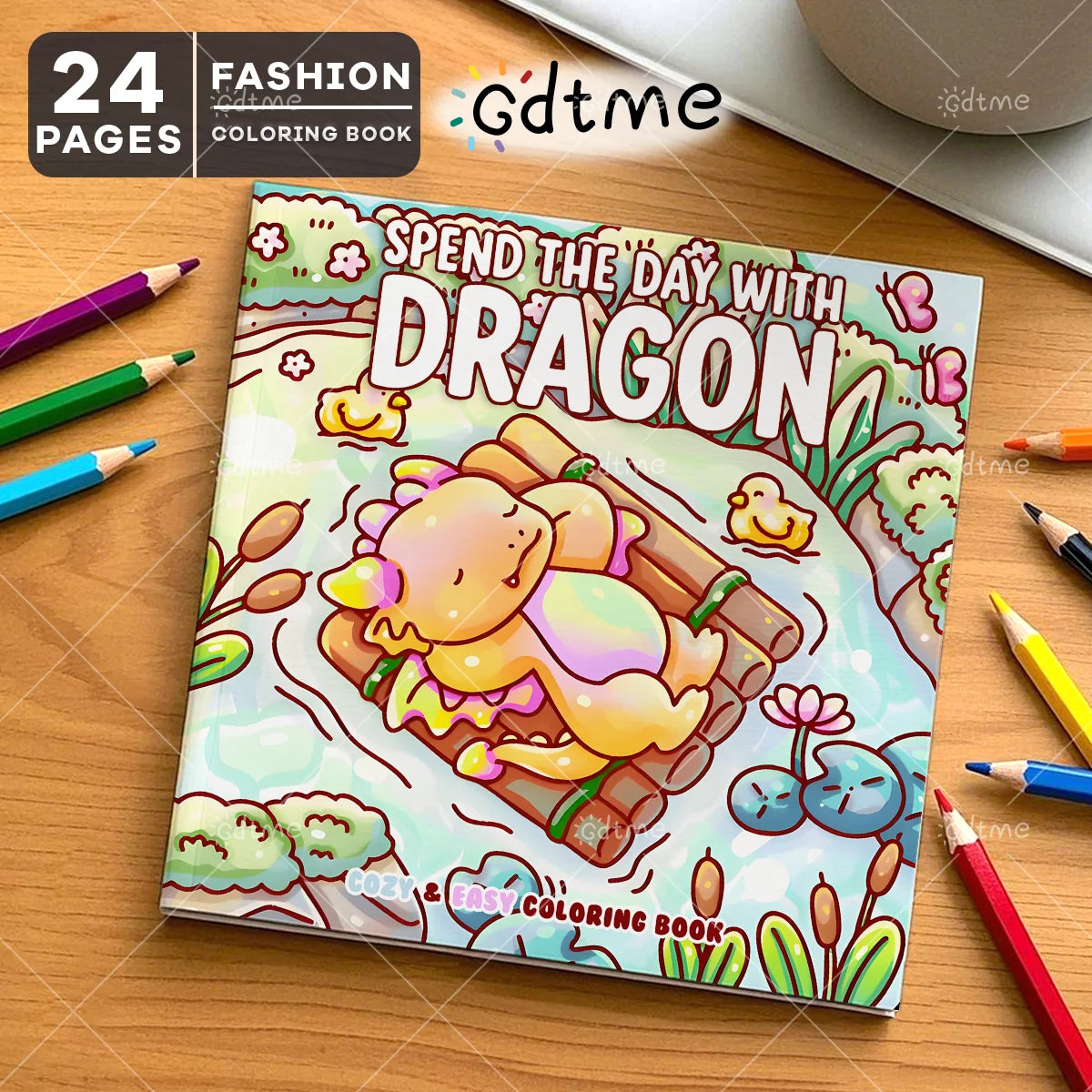 SPEND THE DAY WITH DRAGON Coloring Book for Adult Relieve Stress Kill Time DIY Painting Drawing Book Kids Educational Toys