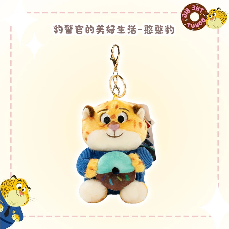 Disney Zootopia 2 Clawhauser Donut 12cm Mini Plush Keychain Kawaii Soft Bag Pendant Gift for Kids Fans