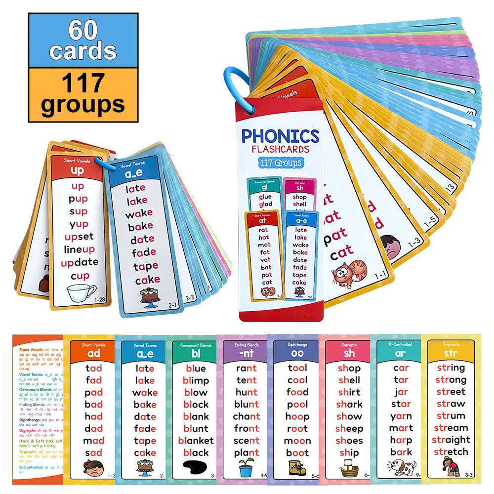 117 Groups English Phonics Flashcards Kids Montessori Learning Cards Vocabulary Building Word Lists Teaching Aids For Classroom
