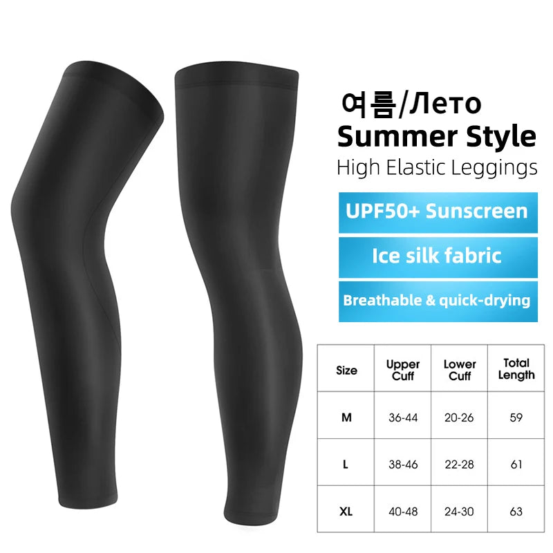 WEST BIKING Summer Running Cycling Legs Sleeve Ice Silk UV Protection Compression Non-Slip Leg Warmer Cooling Sport Gear
