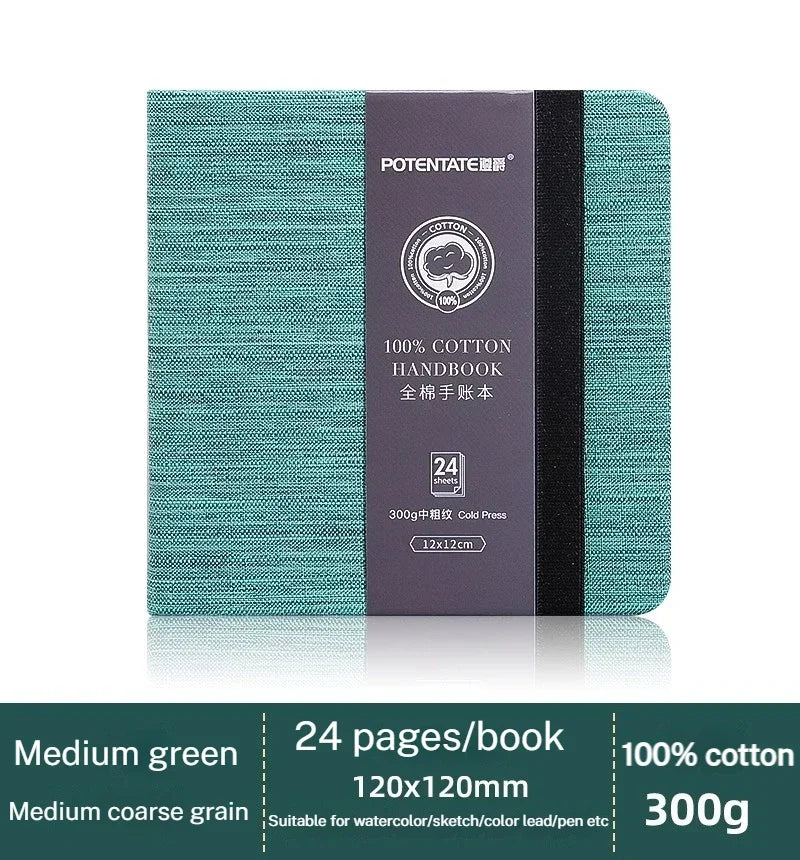 POTENTATE 100% Cotton Square Watercolor Book 300g Organ Book Watercolor Journal Drawing Book Hand Notebook Sketch Pad Book