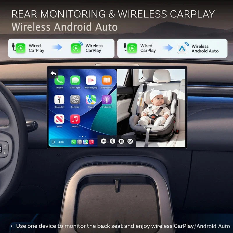 Ottocast Cabin Care Wireless Carplay Adapter Baby Car Camera for Backseat 1080P 150° Wide Angle Night Vision Back‑Seat Monitor