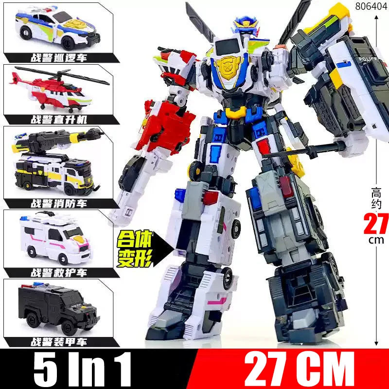 MiniForce 5 In 1 Super Cops JUSTICE TITAN 5-Vehicle Combine Transformation Robot Model Mini Force Deformation Action Figure Toys