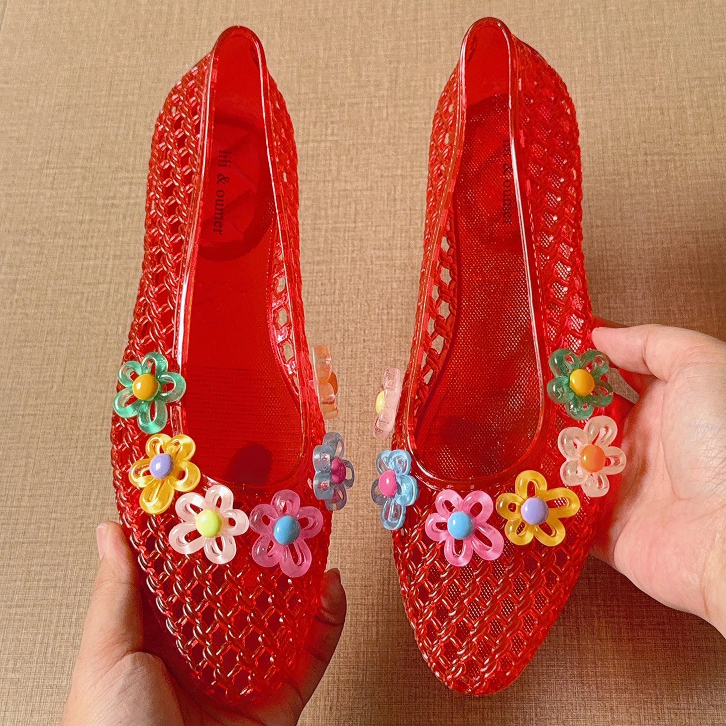 Summer Women Flat Korean Jelly Shoes Ins Outdoor Versatile Sweet Casual Clogs Outdoor Daily Commuter Travel Sandals