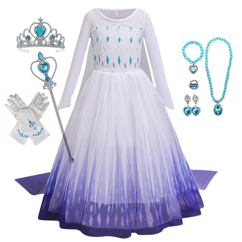 Anna Elsa Princess Girls Dress Up Winter Snow Queen Costume Carnival Party Halloween Kids Carnival Birthday Party Clothes