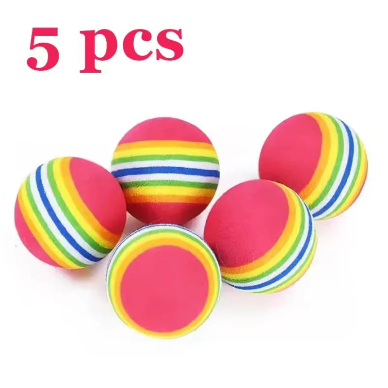 5/10PCS Rainbow EVA Pet Toy Balls Soft Lightweight Interactive Scratch Chew Rattle Balls for Cat Dog Playing Training Pet