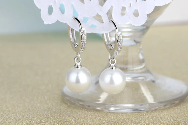 Pearl Earrings Genuine Natural Freshwater Pearl 925 Sterling Silver Earrings Pearl Jewelry For Wemon Wedding Gift