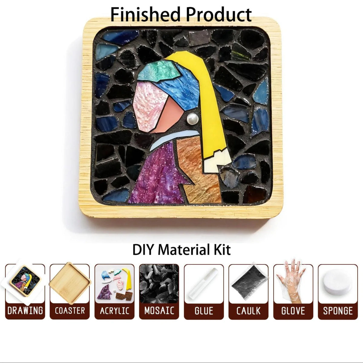 Handmade Mosaic Coaster DIY Material Kit, Creative Collage Art Tiles Set for Adults, Puzzle Game Craft Project