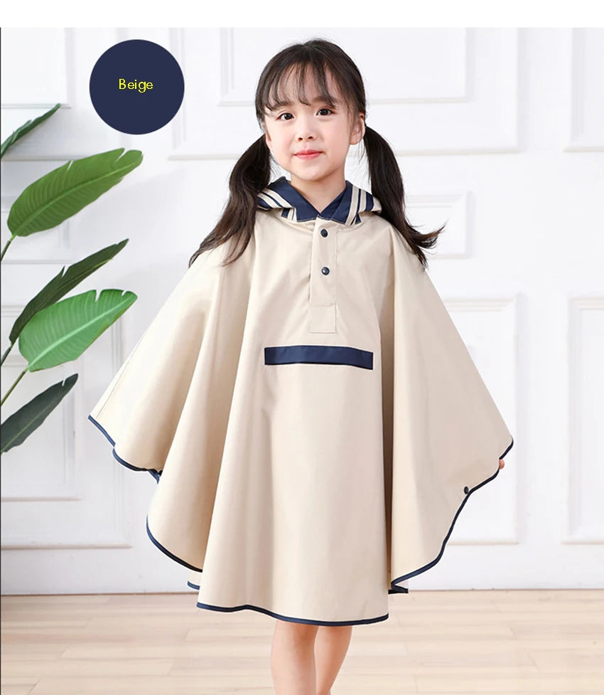 Raincoat Ponchos Rain Jacket Children Rainwear with Large Pocket, School Bag Position, for Boys Girls, S, M, L