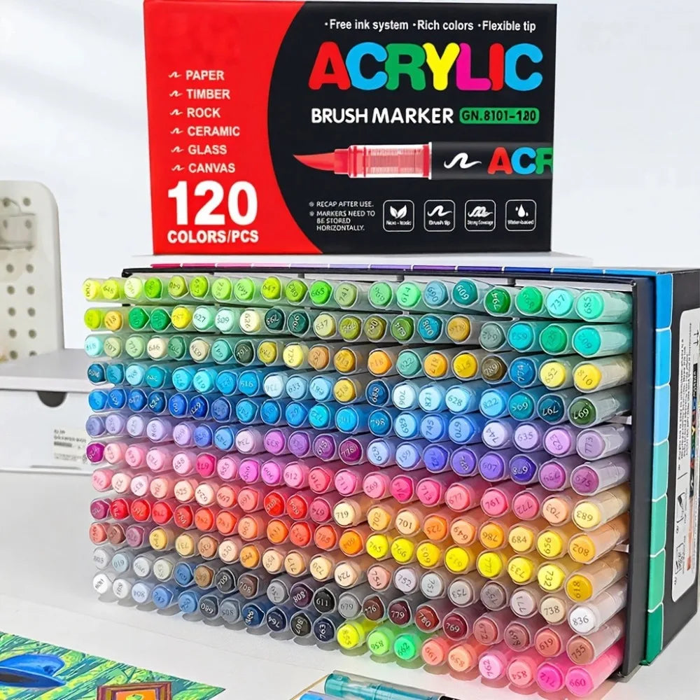 Acrylic Markers Art Markers for Wood Stone Canvas Glass Fabric Eggshells Multi-Surface Marker Pens