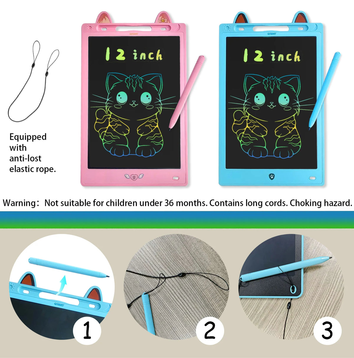 New 8.5" /12" Drawing Board LCD Writing Tablet For Kids Montessori Educational Toys Cartoon Magic Blackboard Birthday Xmas Gift
