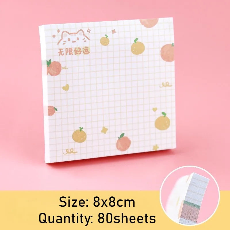 100sheets Kids Cartoon Fruit Pattern Sticker Posted It Memo Grid Paper Notebook Message Sticky Notes Notepad Pads Posits Sticker