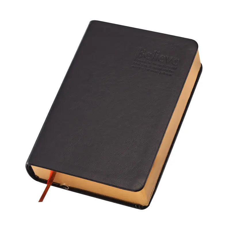 A6 Black Soft Leather Notebook with Gold Border Suitable for Taking Notes and Drawing Ultra-thick High-quality Lined Paper