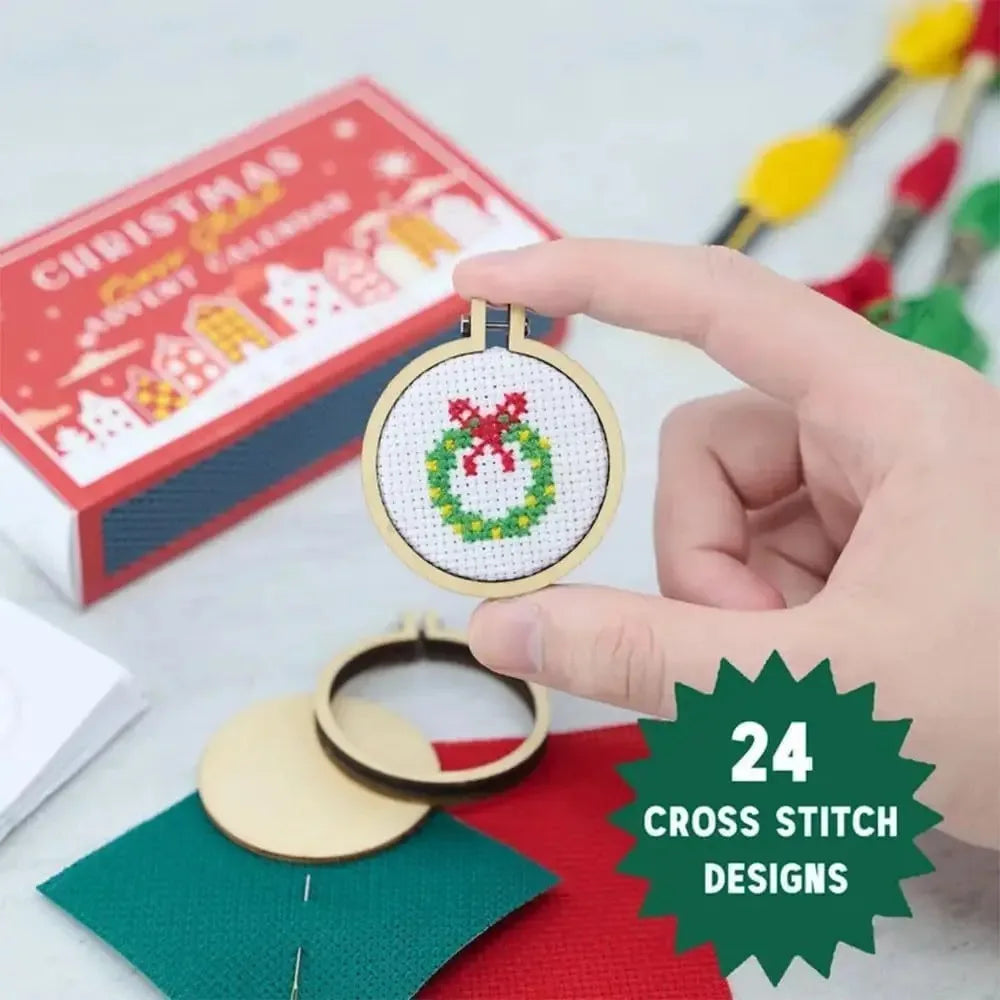 Cross Stitch Advent Calendar – 24-Day Christmas Embroidery Kit for Beginners