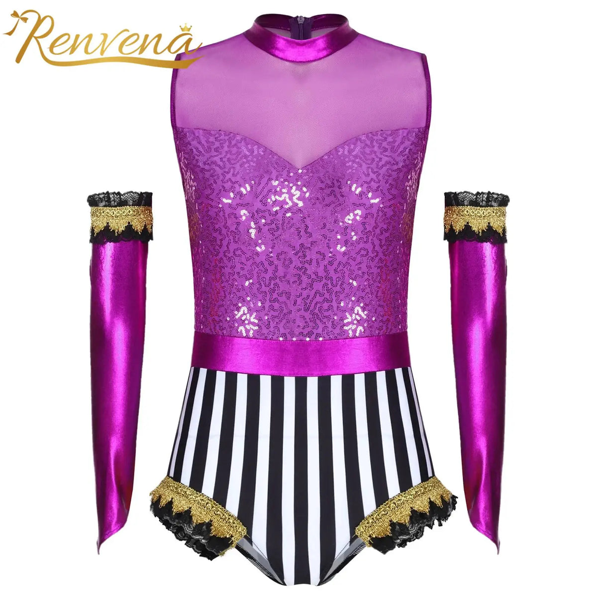 Children Girl Circus Clown Sleeveless Dance Leotard Ringmaster Fancy Dress Magician Jumpsuit Halloween Drama Performance Costume